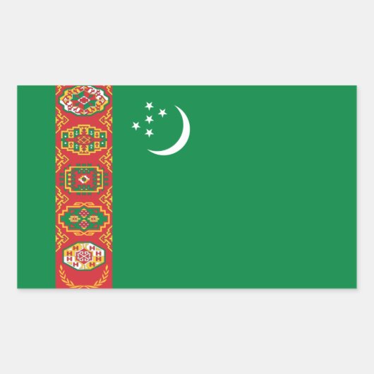 Turkmeense vlag, vlag van Turkmenistan Rechthoekige Sticker (Voorkant)