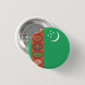 Turkmenistaanse vlag ronde button 3,2 cm (Voorkant /achterkant)