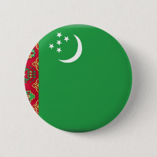 Turkmenistaanse vlag ronde button 5,7 cm