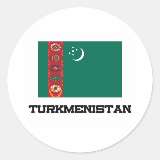 Turkmenistaanse vlag ronde sticker (Voorkant)