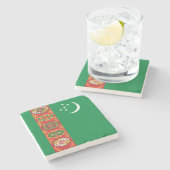 Turkmenistaanse vlag (Turkmenië) Stenen Onderzetter (Zijkant)