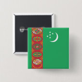 Turkmenistaanse vlag vierkante button 5,1 cm (Voorkant /achterkant)