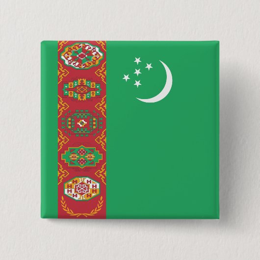 Turkmenistaanse vlag vierkante button 5,1 cm (Voorkant)