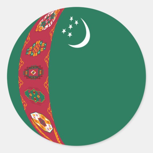 Turkmenistan Fisheye Vlag Sticker (Voorkant)