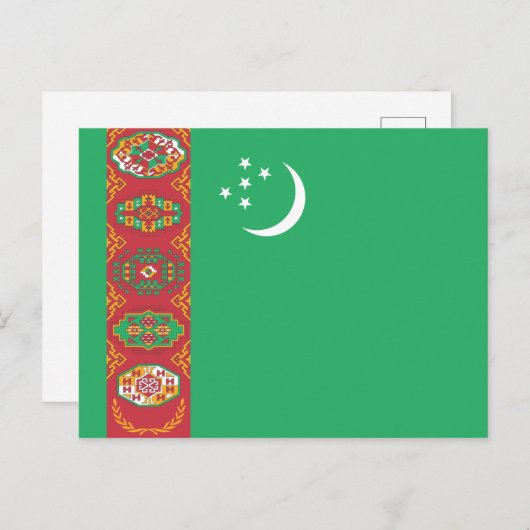 Turkmenistan Flag Briefkaart (Voorkant / Achterkant)