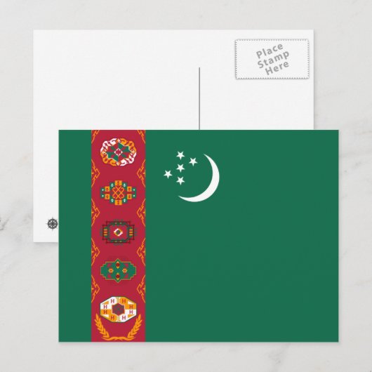 Turkmenistan Flag Briefkaart (Voorkant / Achterkant)