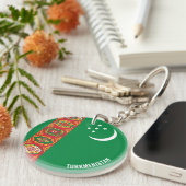 Turkmenistan Flag Charming Patriottic Sleutelhanger (Voorkant Rechts)