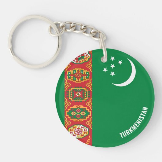 Turkmenistan Flag Charming Patriottic Sleutelhanger (Voorkant)