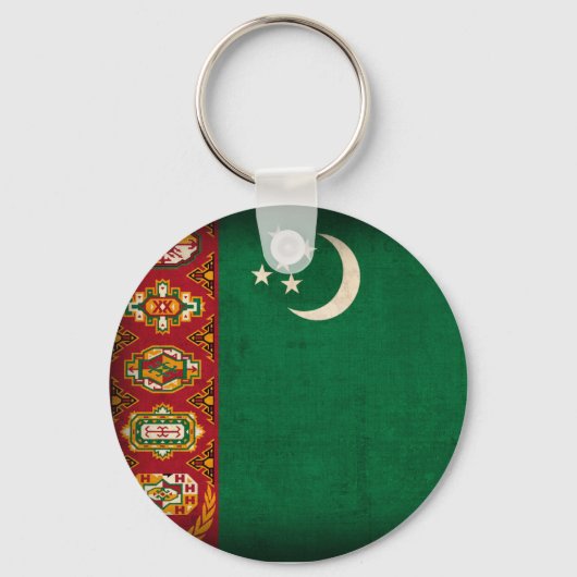 Turkmenistan Flag Distress Sleutelhanger (Voorkant)