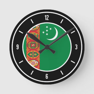 Turkmenistan Flag Elegant Ronde Klok