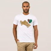 Turkmenistan Flag Heart en Map T-Shirt (Voorkant volledig)
