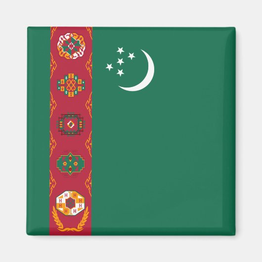 Turkmenistan Flag Magnet (Voorkant)