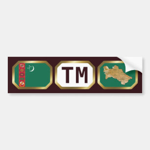 Turkmenistan Flag Map Code Bumpersticker