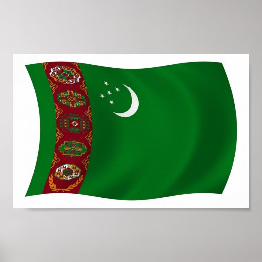 Turkmenistan Flag Poster Print (Voorkant)