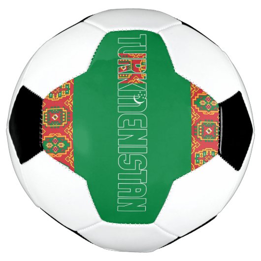 Turkmenistan Flag Schattig Patriottisch Voetbal (Gedraaid)