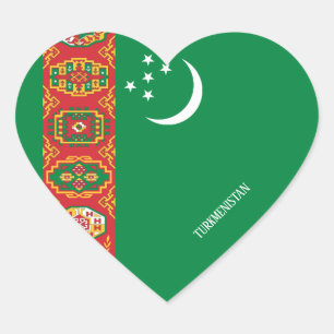 Turkmenistan Flag Splendid Patriotic Hart Sticker