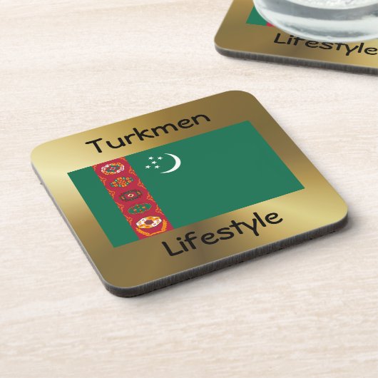 Turkmenistan Flag+Text Onderzetter (Linkerzijde)