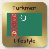 Turkmenistan Flag+Text Onderzetter (Voorkant)