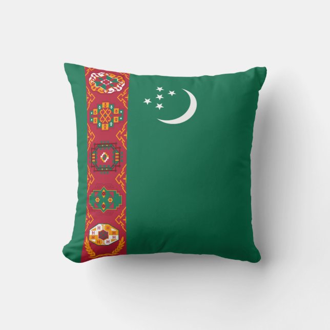 Turkmenistan Flag x Flag Pillow Kussen (Voorkant)
