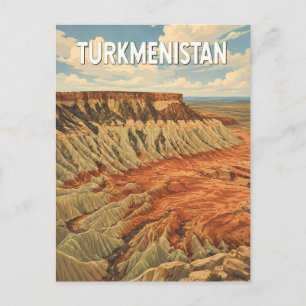 Turkmenistan Illustratie Reis Kunst Vintage Briefkaart