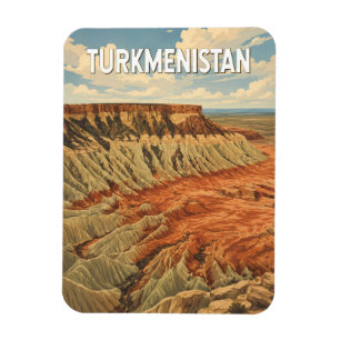 Turkmenistan Illustratie Reis Kunst Vintage Magneet