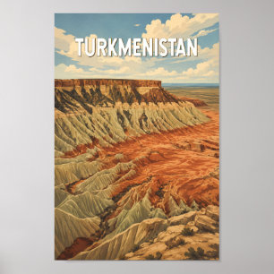 Turkmenistan Illustratie Reis Kunst Vintage Poster