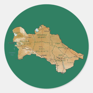 Turkmenistan Kaart Sticker