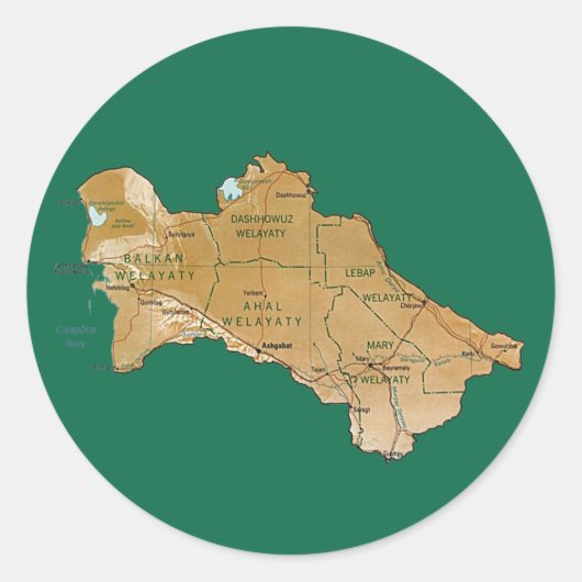 Turkmenistan Kaart Sticker (Voorkant)