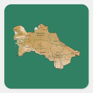 Turkmenistan Kaart Sticker