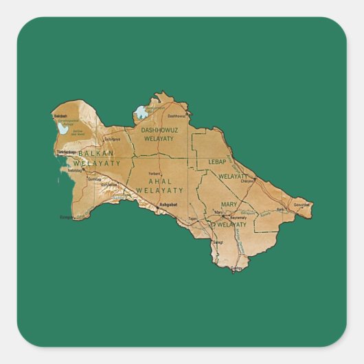 Turkmenistan Kaart Sticker (Voorkant)