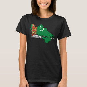 Turkmenistan Landkaart Vlag Trots Turkmeens Patrio T-shirt