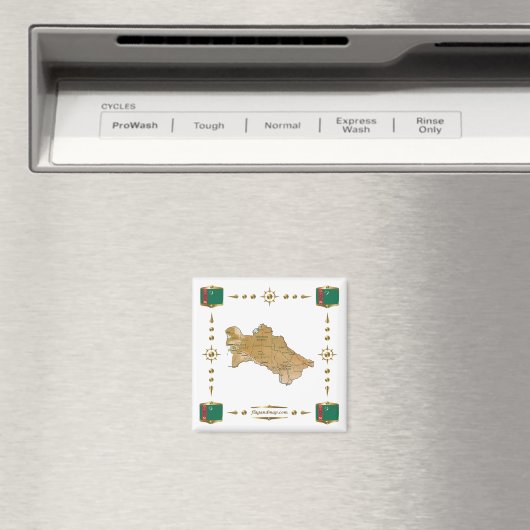 Turkmenistan Map + Flags Magnet (Insitu (Vaatwasser))