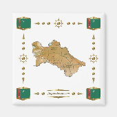 Turkmenistan Map + Flags Magnet (Voorkant)