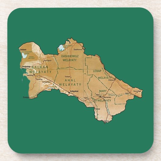 Turkmenistan Map Onderzetter (Voorkant)