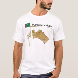 Turkmenistan Map + Vlag + Titel T-Shirt