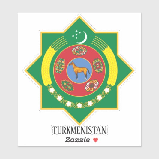Turkmenistan National Coat of arms patriotic Sticker (Vel)