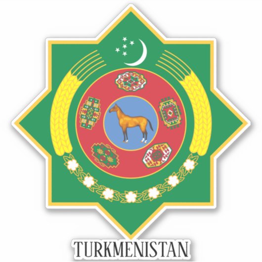 Turkmenistan National Coat of arms patriotic Sticker (Voorkant)