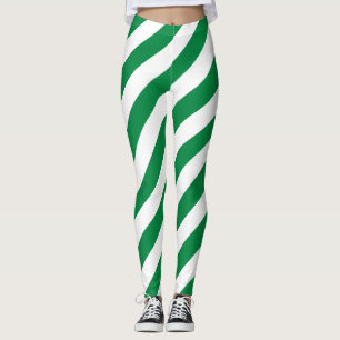 Turkmenistan National Flag Colors Diagonal Striped Leggings