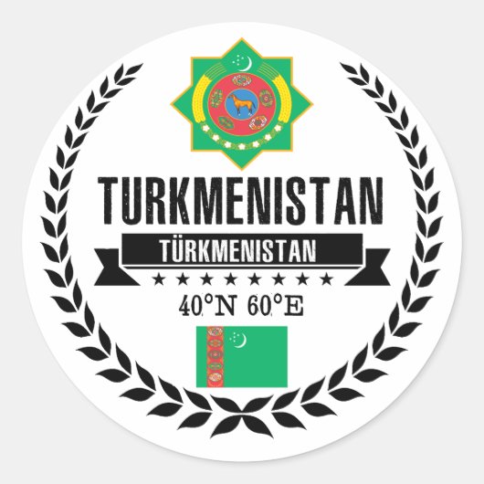 Turkmenistan Ronde Sticker (Voorkant)