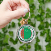 Turkmenistan Round Embleem Sleutelhanger (Hand)