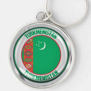 Turkmenistan Round Embleem Sleutelhanger
