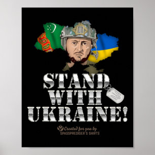 Turkmenistan Steun Oekraine Zelensky Vlag Turk Poster
