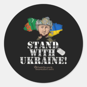 Turkmenistan Steun Oekraine Zelensky Vlag Turk Ronde Sticker