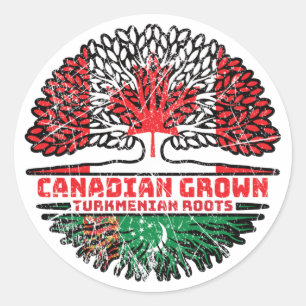 Turkmenistan Turkmenian Canadian Canada Tree Roots Ronde Sticker