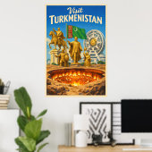 Turkmenistan - Vintage Travel Poster (Thuiskantoor)