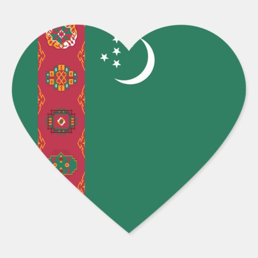 Turkmenistan Vlag Hart Sticker (Voorkant)