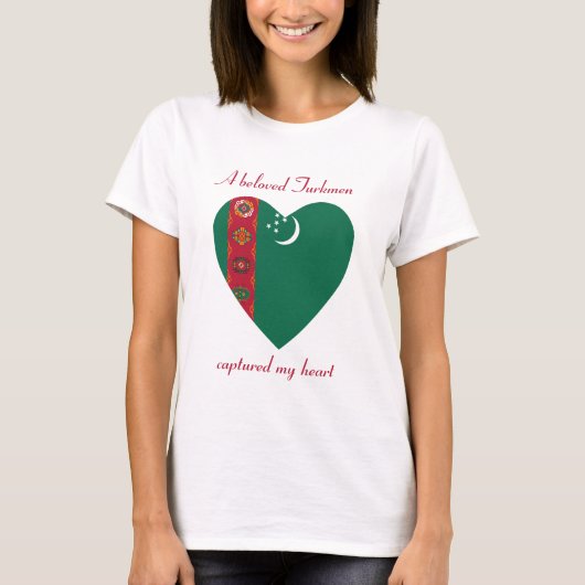 Turkmenistan Vlag Hartendief T-Shirt (Voorkant)
