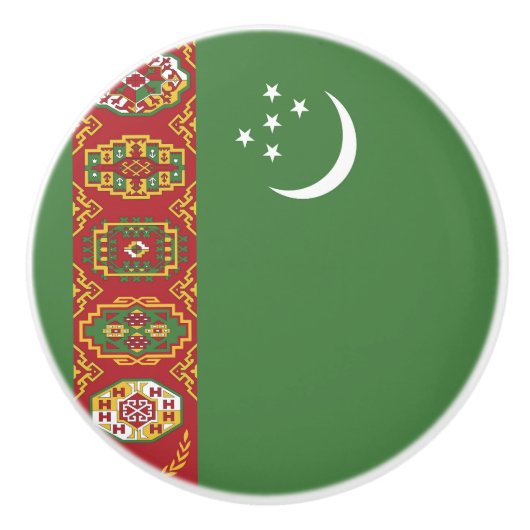 Turkmenistan vlag keramische knop (Voorkant)