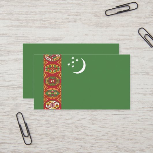 Turkmenistan vlag visitekaartje (Voorkant / Achterkant in situ)