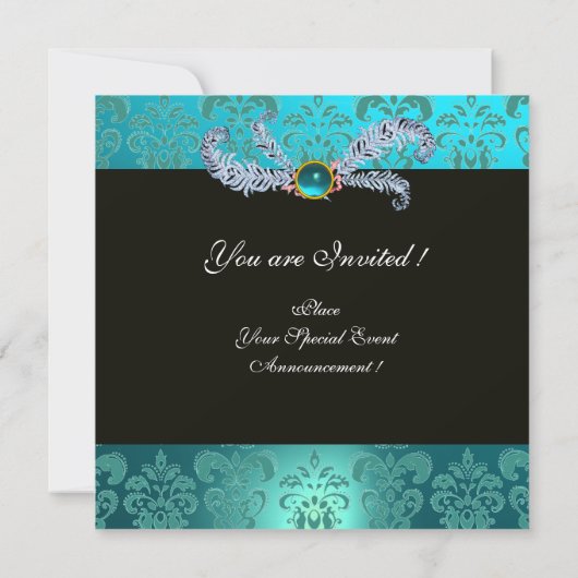 TURKOIS DAMAST, JUIWELEN UIL, ELFENHOED, DIAMANTEN KAART (Achterkant)